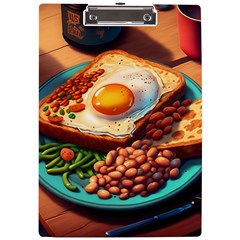 Ai Generated Breakfast Egg Beans Toast Plate A4 Acrylic Clipboard by danenraven