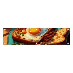 Ai Generated Breakfast Egg Beans Toast Plate Banner And Sign 4  X 1  by danenraven