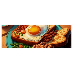 Ai Generated Breakfast Egg Beans Toast Plate Banner And Sign 12  X 4  by danenraven