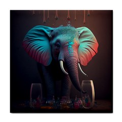 Ai Generated Elephant Tusks Trunk Wildlife Africa Tile Coaster by danenraven