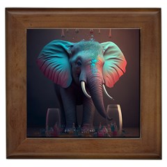 Ai Generated Elephant Tusks Trunk Wildlife Africa Framed Tile by danenraven