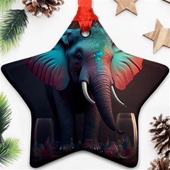 Ai Generated Elephant Tusks Trunk Wildlife Africa Ornament (star) by danenraven