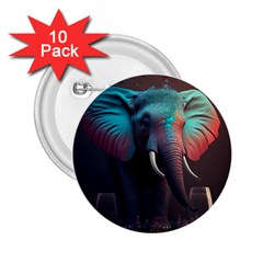 Ai Generated Elephant Tusks Trunk Wildlife Africa 2 25  Buttons (10 Pack)  by danenraven