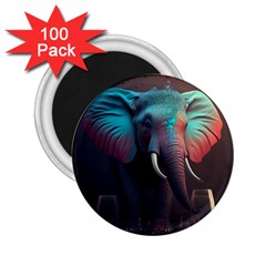 Ai Generated Elephant Tusks Trunk Wildlife Africa 2 25  Magnets (100 Pack)  by danenraven