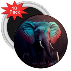 Ai Generated Elephant Tusks Trunk Wildlife Africa 3  Magnets (10 Pack)  by danenraven