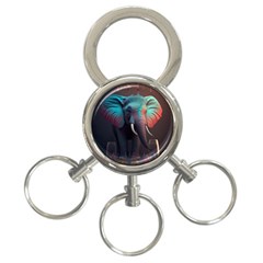 Ai Generated Elephant Tusks Trunk Wildlife Africa 3-ring Key Chain by danenraven