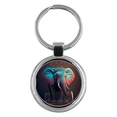 Ai Generated Elephant Tusks Trunk Wildlife Africa Key Chain (round) by danenraven