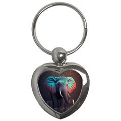 Ai Generated Elephant Tusks Trunk Wildlife Africa Key Chain (heart) by danenraven