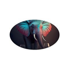 Ai Generated Elephant Tusks Trunk Wildlife Africa Sticker (oval) by danenraven