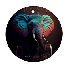 Ai Generated Elephant Tusks Trunk Wildlife Africa Round Ornament (two Sides) by danenraven