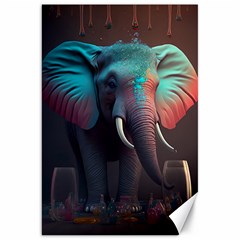 Ai Generated Elephant Tusks Trunk Wildlife Africa Canvas 20  X 30  by danenraven