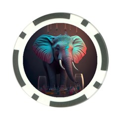 Ai Generated Elephant Tusks Trunk Wildlife Africa Poker Chip Card Guard by danenraven