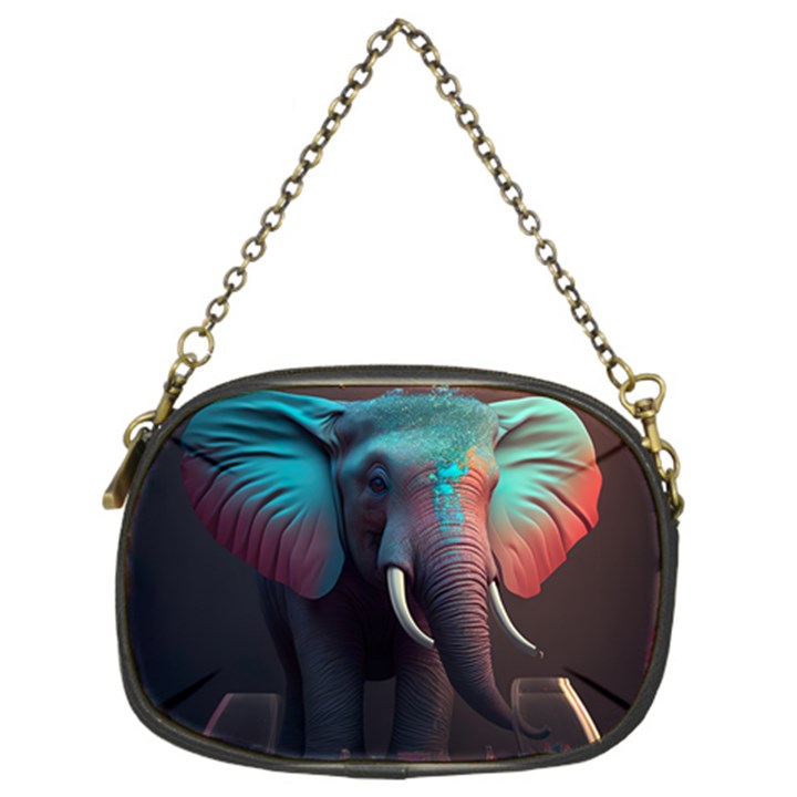 Ai Generated Elephant Tusks Trunk Wildlife Africa Chain Purse (Two Sides)