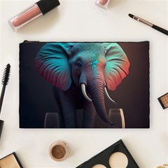 Ai Generated Elephant Tusks Trunk Wildlife Africa Cosmetic Bag (large) by danenraven