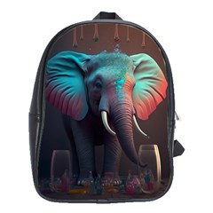 Ai Generated Elephant Tusks Trunk Wildlife Africa School Bag (large) by danenraven