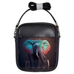 Ai Generated Elephant Tusks Trunk Wildlife Africa Girls Sling Bag by danenraven