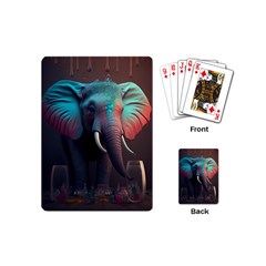 Ai Generated Elephant Tusks Trunk Wildlife Africa Playing Cards Single Design (mini) by danenraven