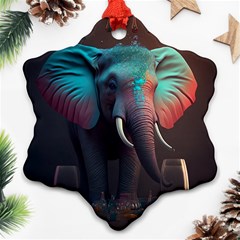 Ai Generated Elephant Tusks Trunk Wildlife Africa Ornament (snowflake) by danenraven