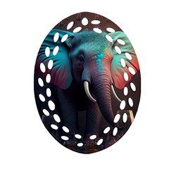 Ai Generated Elephant Tusks Trunk Wildlife Africa Ornament (oval Filigree) by danenraven