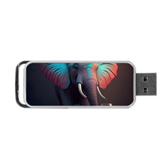 Ai Generated Elephant Tusks Trunk Wildlife Africa Portable Usb Flash (two Sides) by danenraven