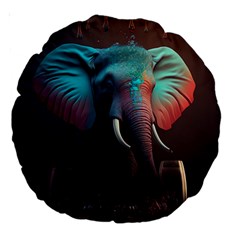 Ai Generated Elephant Tusks Trunk Wildlife Africa Large 18  Premium Round Cushions by danenraven