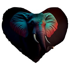 Ai Generated Elephant Tusks Trunk Wildlife Africa Large 19  Premium Heart Shape Cushions by danenraven