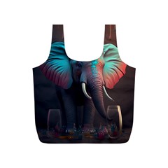 Ai Generated Elephant Tusks Trunk Wildlife Africa Full Print Recycle Bag (s) by danenraven