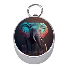 Ai Generated Elephant Tusks Trunk Wildlife Africa Mini Silver Compasses by danenraven