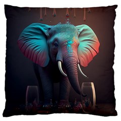 Ai Generated Elephant Tusks Trunk Wildlife Africa Standard Premium Plush Fleece Cushion Case (one Side) by danenraven