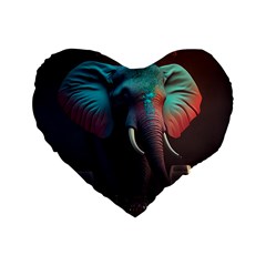 Ai Generated Elephant Tusks Trunk Wildlife Africa Standard 16  Premium Flano Heart Shape Cushions by danenraven