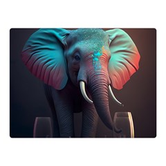 Ai Generated Elephant Tusks Trunk Wildlife Africa Premium Plush Fleece Blanket (mini) by danenraven