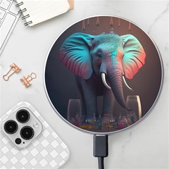 Ai Generated Elephant Tusks Trunk Wildlife Africa Wireless Fast Charger(white) by danenraven