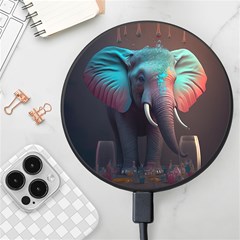 Ai Generated Elephant Tusks Trunk Wildlife Africa Wireless Fast Charger(black) by danenraven