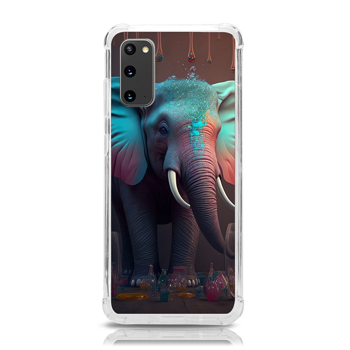 Ai Generated Elephant Tusks Trunk Wildlife Africa Samsung Galaxy S20 6.2 Inch TPU UV Case