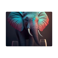 Ai Generated Elephant Tusks Trunk Wildlife Africa One Side Premium Plush Fleece Blanket (mini) by danenraven