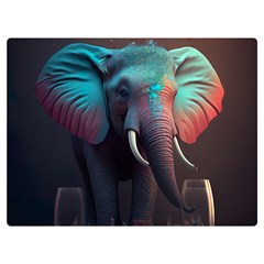 Ai Generated Elephant Tusks Trunk Wildlife Africa Premium Plush Fleece Blanket (extra Small)