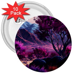 Landscape Landscape Painting Purple Purple Trees 3  Buttons (10 Pack)  by danenraven