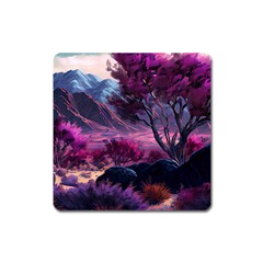 Landscape Landscape Painting Purple Purple Trees Square Magnet by danenraven