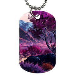 Landscape Landscape Painting Purple Purple Trees Dog Tag (two Sides) by danenraven