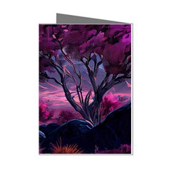 Landscape Landscape Painting Purple Purple Trees Mini Greeting Cards (pkg Of 8)