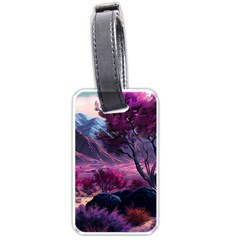 Landscape Landscape Painting Purple Purple Trees Luggage Tag (one Side) by danenraven