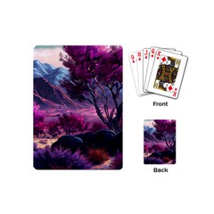 Landscape Landscape Painting Purple Purple Trees Playing Cards Single Design (mini)