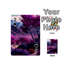 Landscape Landscape Painting Purple Purple Trees Playing Cards 54 Designs (mini)