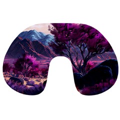 Landscape Landscape Painting Purple Purple Trees Travel Neck Pillow by danenraven