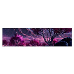 Landscape Landscape Painting Purple Purple Trees Oblong Satin Scarf (16  X 60 ) by danenraven