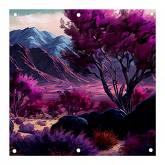 Landscape Landscape Painting Purple Purple Trees Banner And Sign 3  X 3  by danenraven