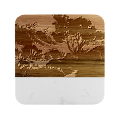 Landscape Landscape Painting Purple Purple Trees Marble Wood Coaster (square)