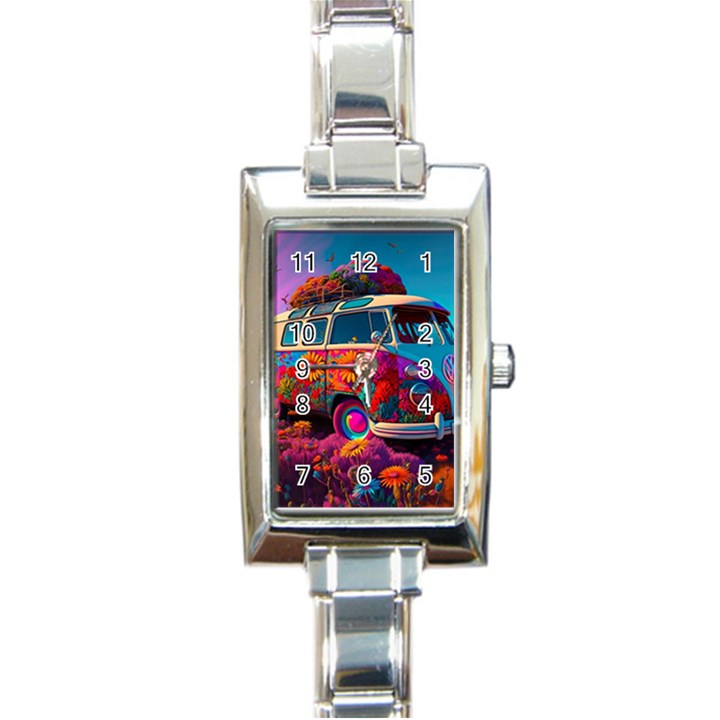 Ai Generated Beetle Volkswagen Bug Car Bus Rectangle Italian Charm Watch