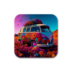 Ai Generated Beetle Volkswagen Bug Car Bus Rubber Square Coaster (4 Pack) by danenraven