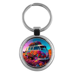 Ai Generated Beetle Volkswagen Bug Car Bus Key Chain (round) by danenraven